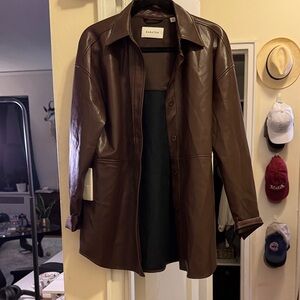 Women's Aritzia Brown Leather Shirt Jacket